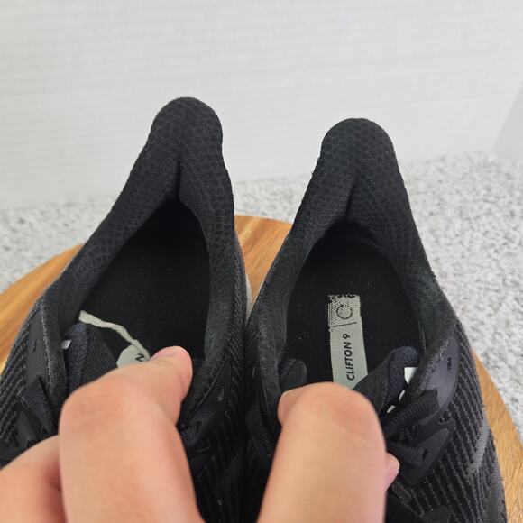 Hoka One One Clifton 9 Black White Athletic Gym Casual Running Shoe Mens 11.5 D - Picture 12 of 13